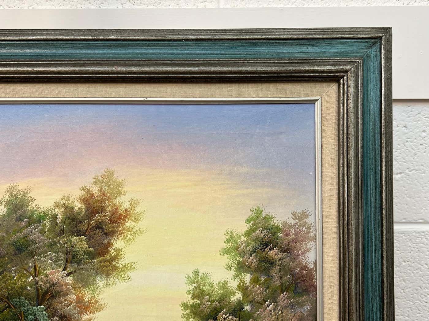 Marten Vintage Oil Painting Of Fantasy Cottage In The Woods With Flowers & Gardens 1980 Circa photo vinterior