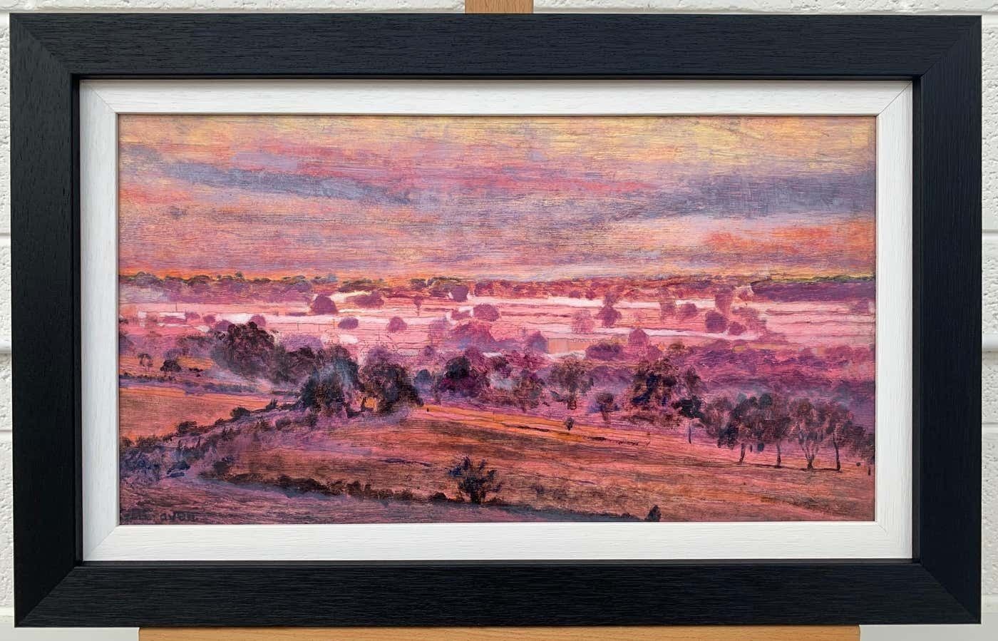 Gabrielle Cravenwinter Trees Landscape On A Misty Morning With Pinks & Purples By British Artist 2000 Circa photo for sale