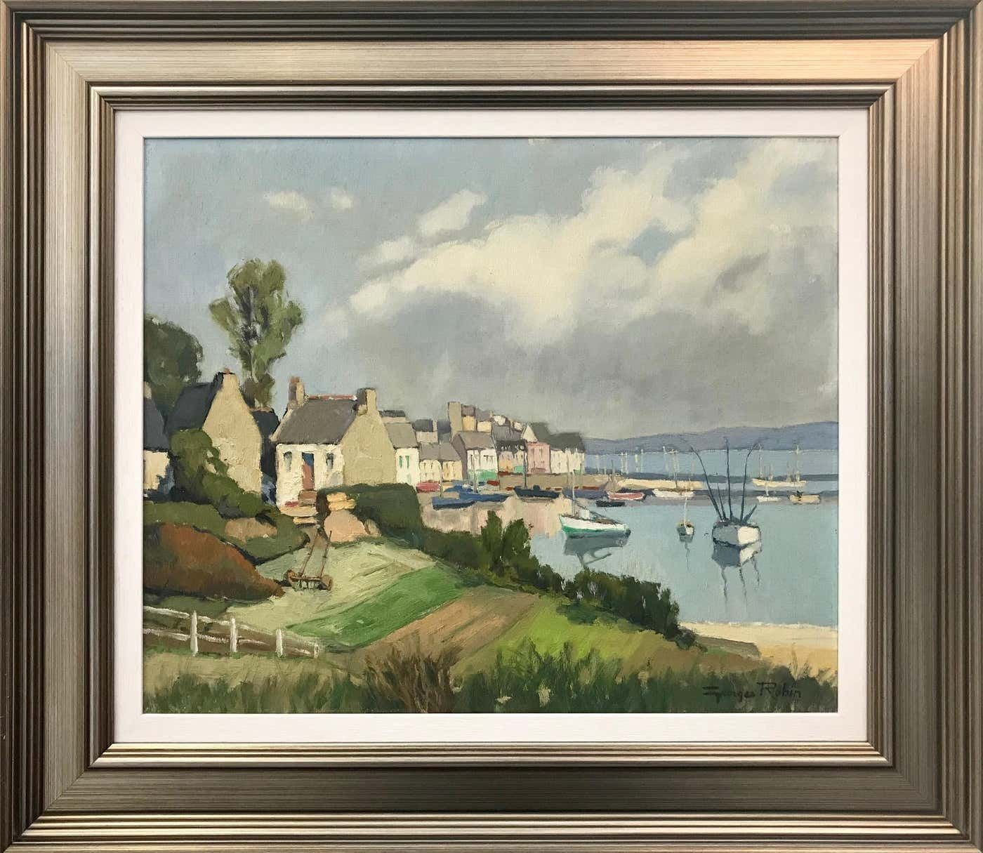 George Charles Robin Brittany Coastal Painting France By Modern French Impressionist Landscape Artist Circa 1950