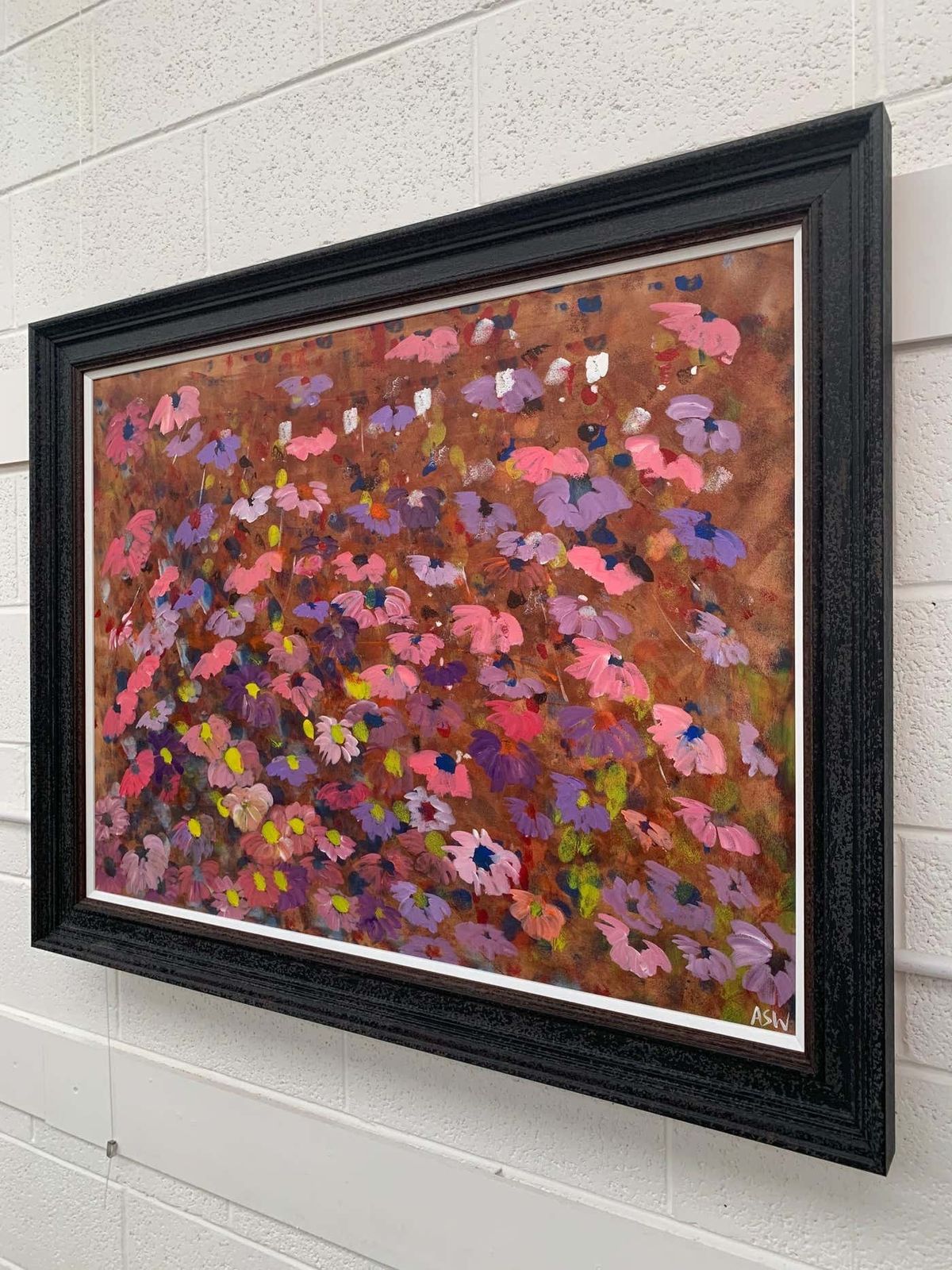 8000.0 Angela Wakefield Abstract Pink & Purple Flowers Interior Design By British Contemporary Artist 2001 photo