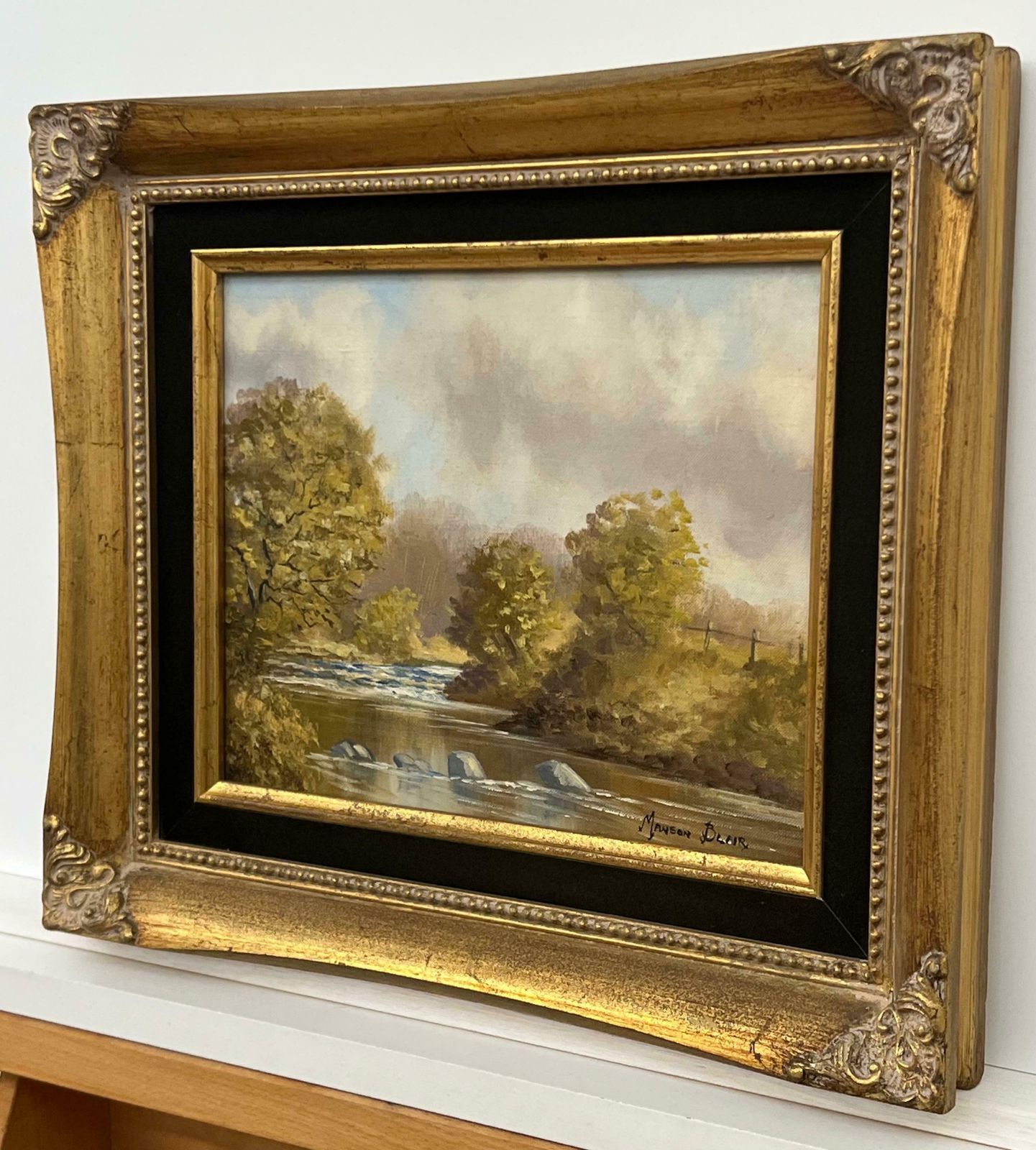 Manson Blair Original Oil Painting Of River Landscape In Ireland By 20th Century Irish Artist 1985 Circa photo vinterior