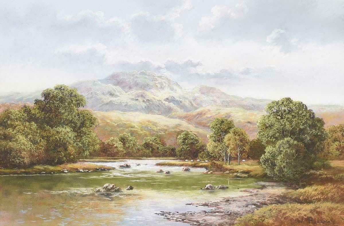 Wendy Reeves Pastel Of River Mountain In English Countryside By 20th Century British Artist 1985 Circa photo furniture