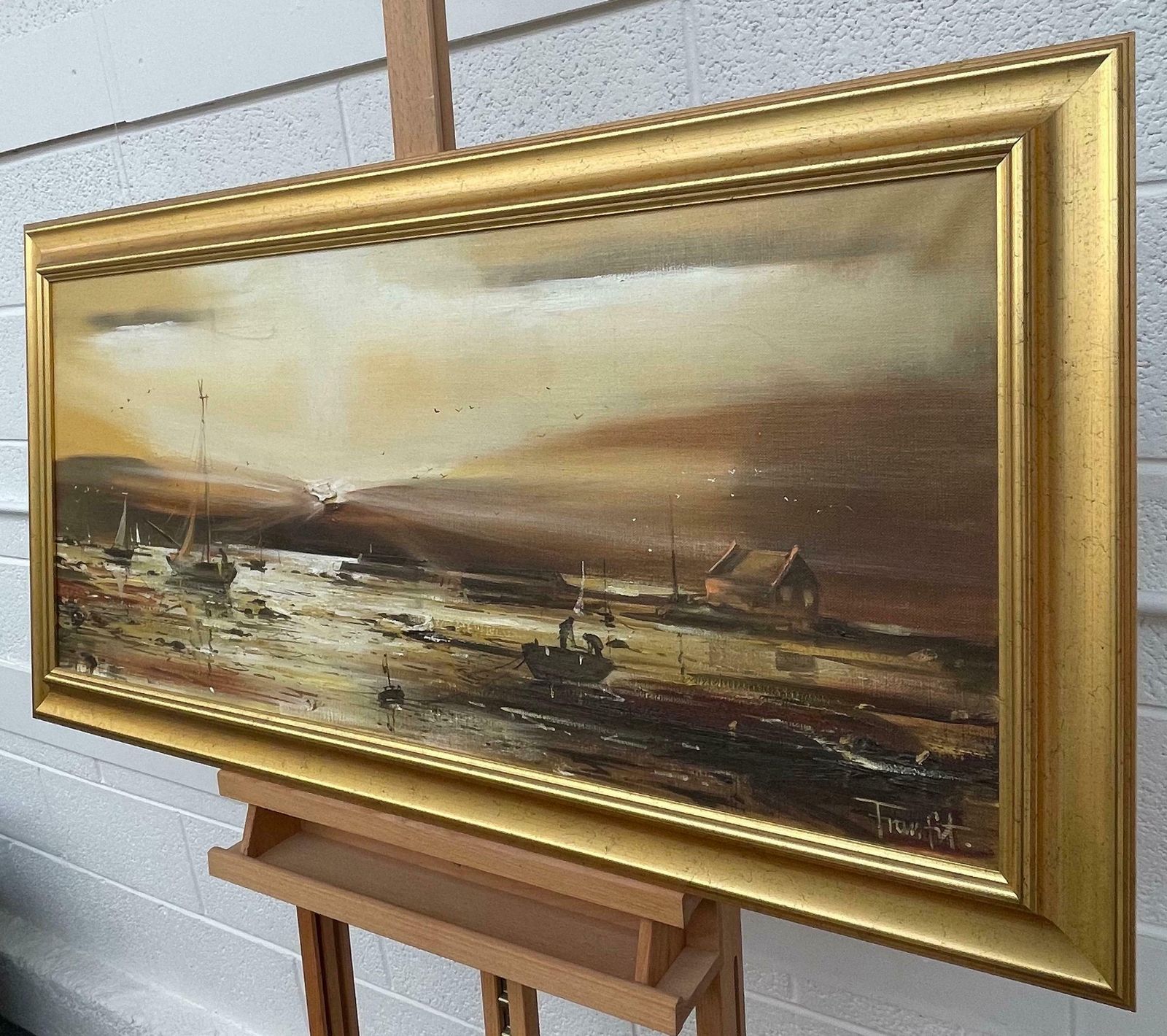 Frank Fitzsimons Golden Brown Ireland Seascape Landscape At Dusk By Contemporary Irish Artist 1985 Circa photo Art