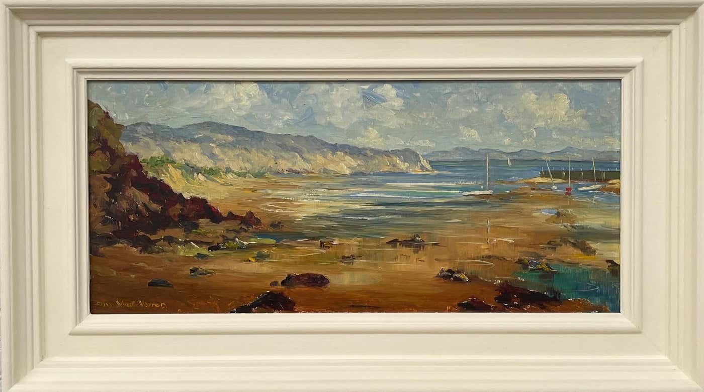 Charles Wyatt Warren Impasto Oil Painting Of Harbour Scene In Wales By 20th Century British Artist Mid 20th Century