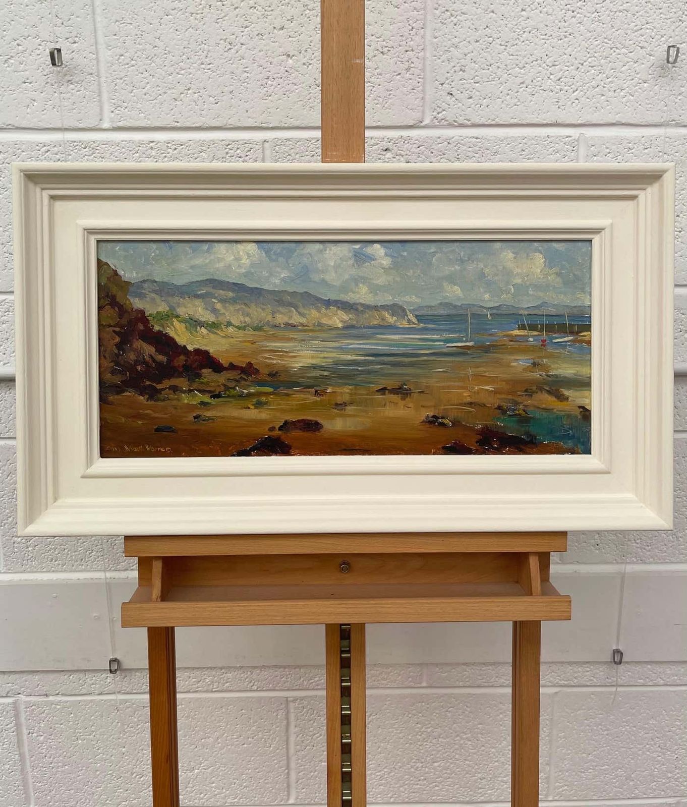 Charles Wyatt Warren Impasto Oil Painting Of Harbour Scene In Wales By 20th Century British Artist Mid 20th Century photo for sale