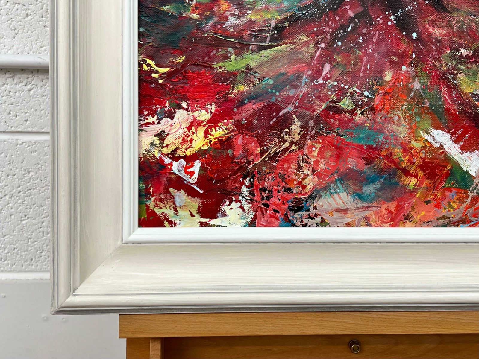 Angela Wakefield Tree With Red Pink White & Blue Abstract Background By British Landscape Artist 2023 photo vintage