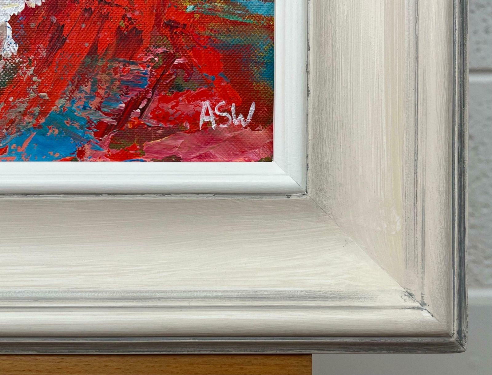 Art Angela Wakefield Tree With Red Pink White & Blue Abstract Background By British Landscape Artist 2023 photo