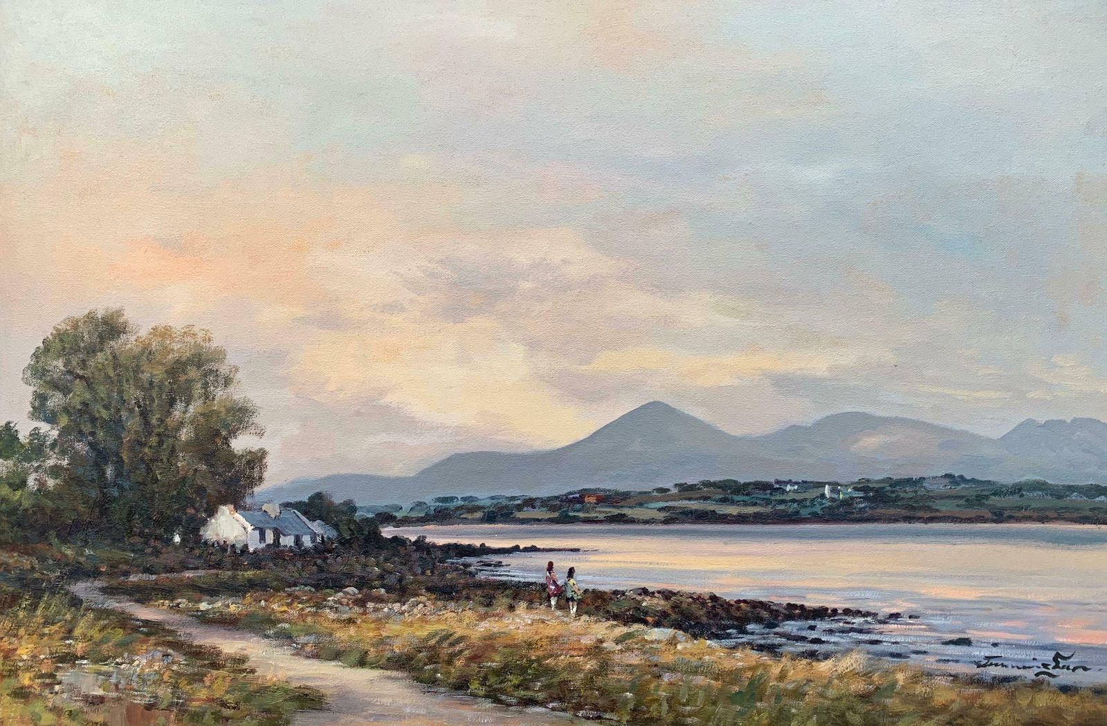 William Cunningham Oil Painting Of Murlough Bay With The Mourne Mountains In The Distance Ireland 1990 Circa photo furniture