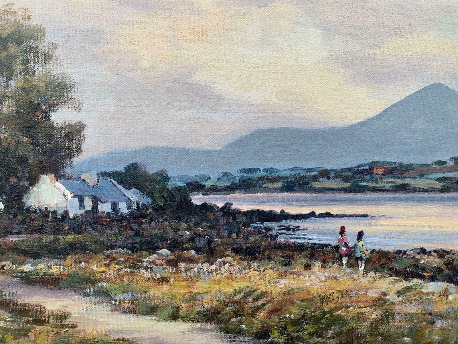William Cunningham Oil Painting Of Murlough Bay With The Mourne Mountains In The Distance Ireland 1990 Circa photo for sale