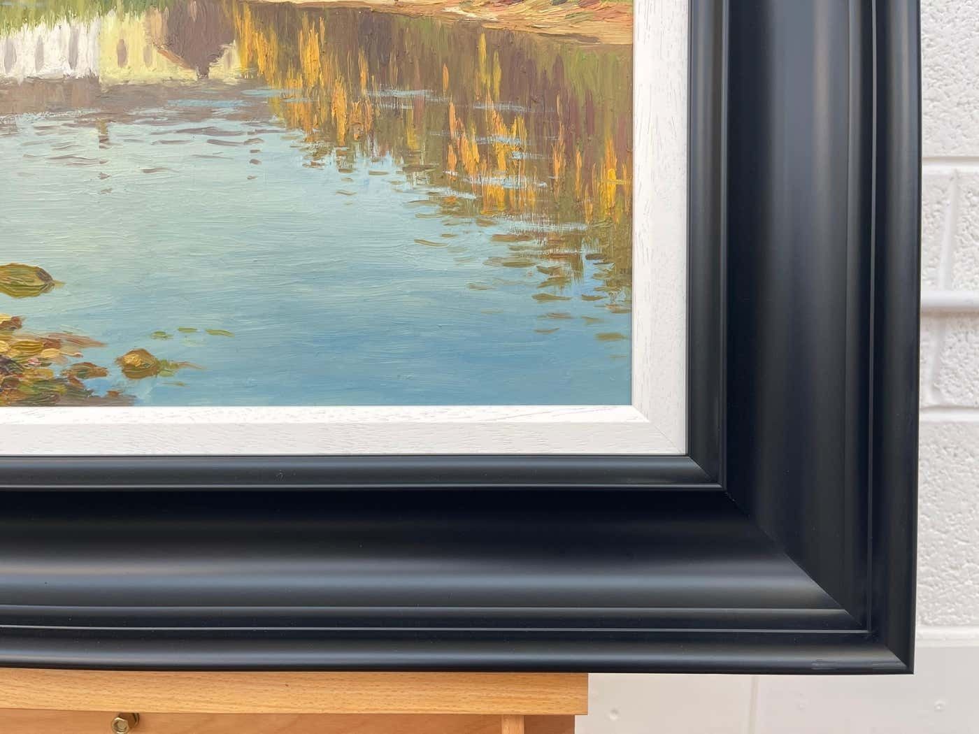 Donal Mcnaughton Fly Fishing River Scene In Coastal Village Ireland By Contemporary Irish Artist 2000 Circa photo vintage