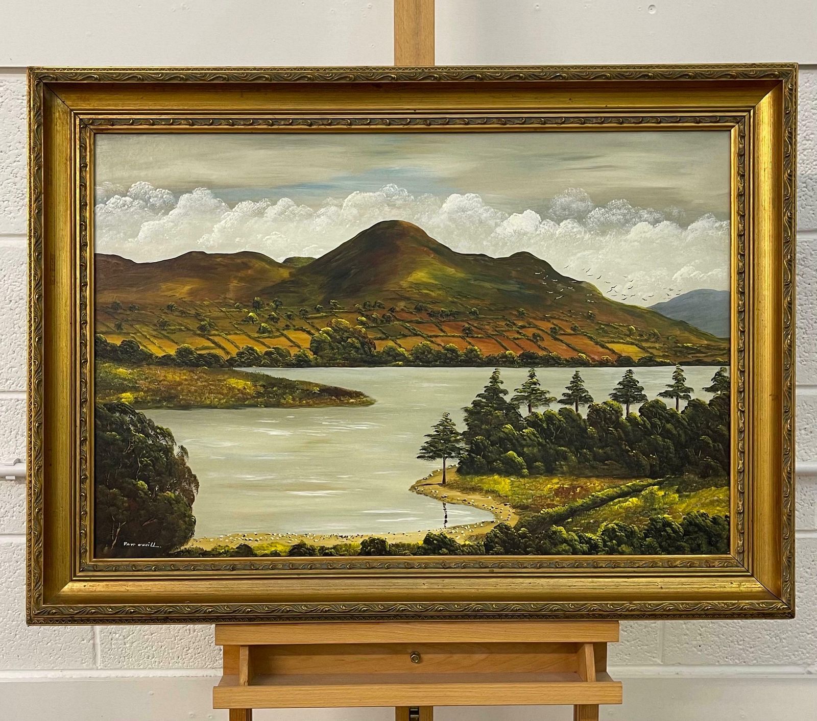 Patrick O'neill Oil Painting Of Camlough Lake In Northern Ireland By 20th Century Modern Artist 1985 Circa photo for sale