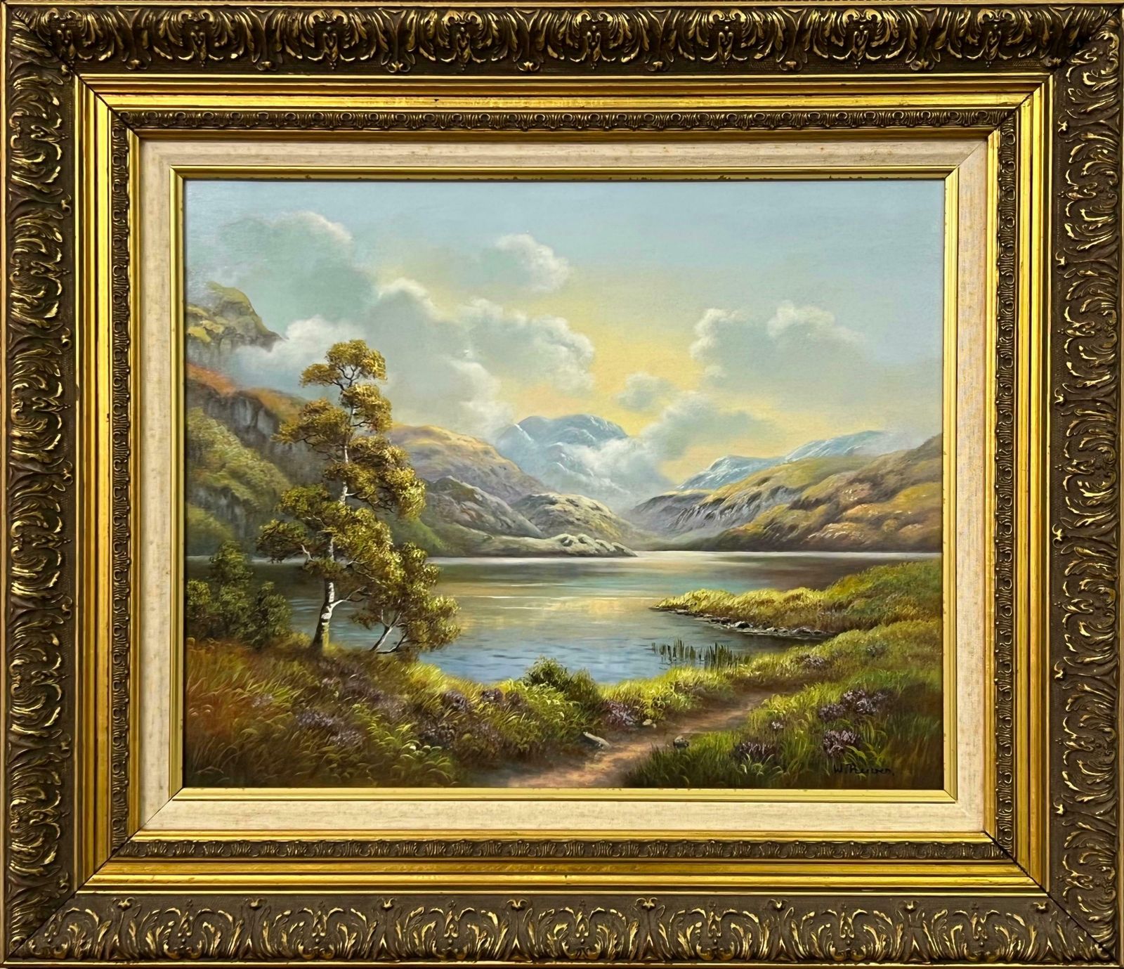 Wendy Reeves Oil Painting Of Loch In The Scottish Highlands By 20th Century British Artist 1985 Circa photo for sale