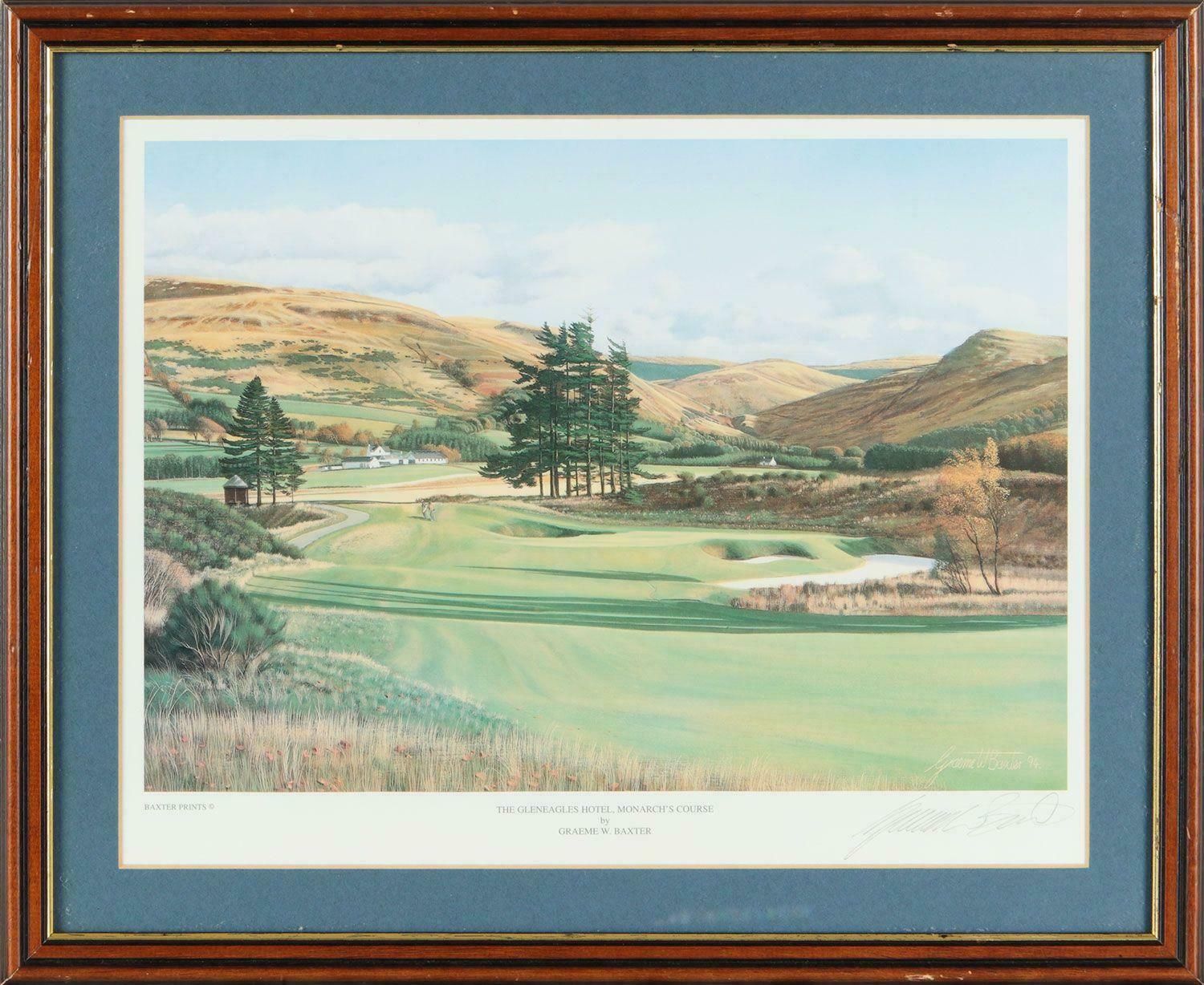 Graeme Baxter Coloured Print Of Photorealist Painting Of Gleneagles Golf Course In Scotland 1994