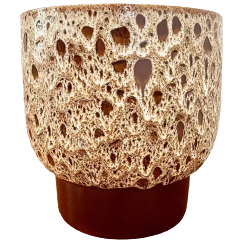 Xl Flower Pot Ceramic Fat Lava West Germany Style Brown White