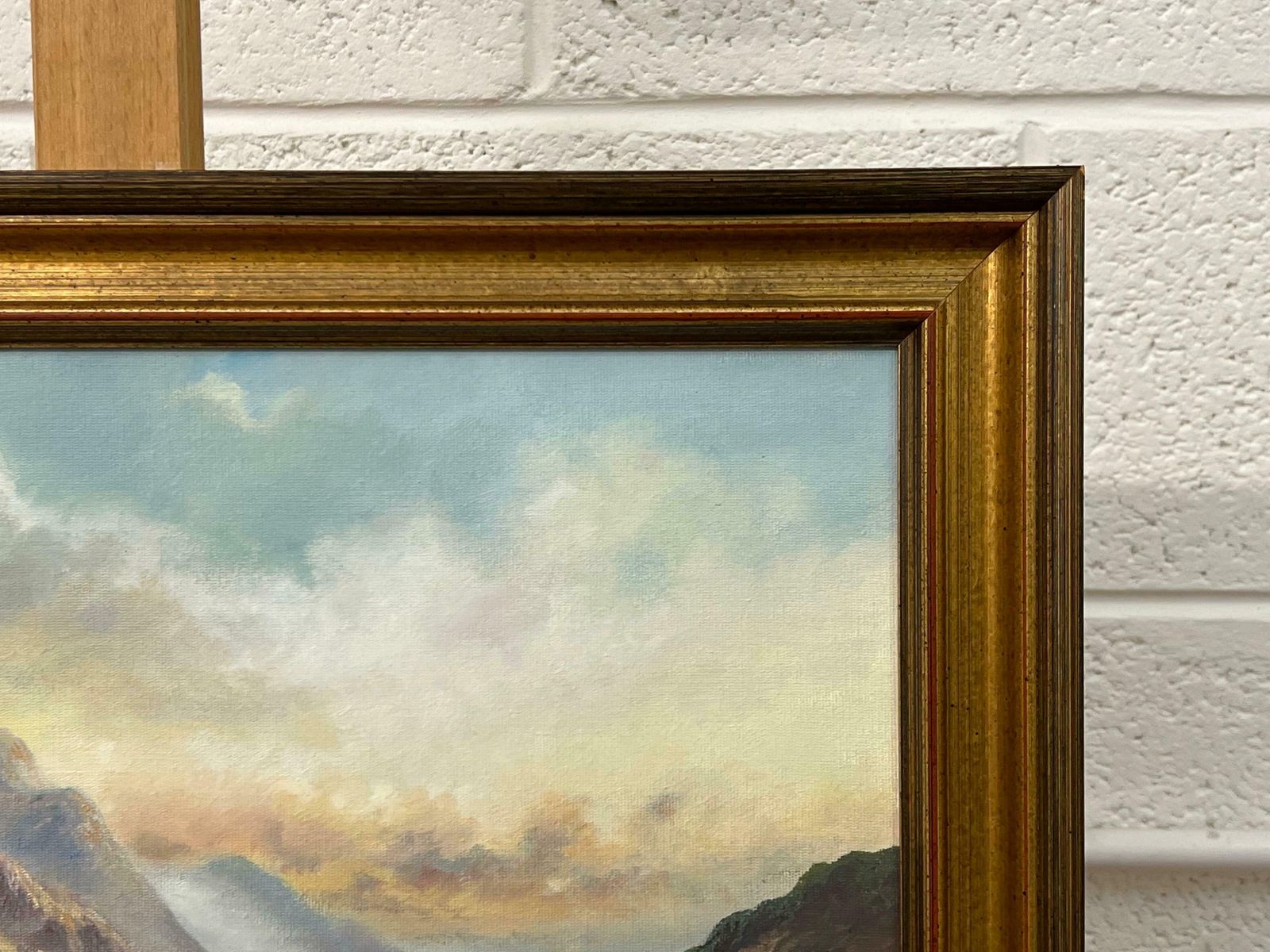 Art Wendy Reeves Oil Painting Of Highland Cows In Scotland Loch By 20th Century British Artist 1985 Circa photo