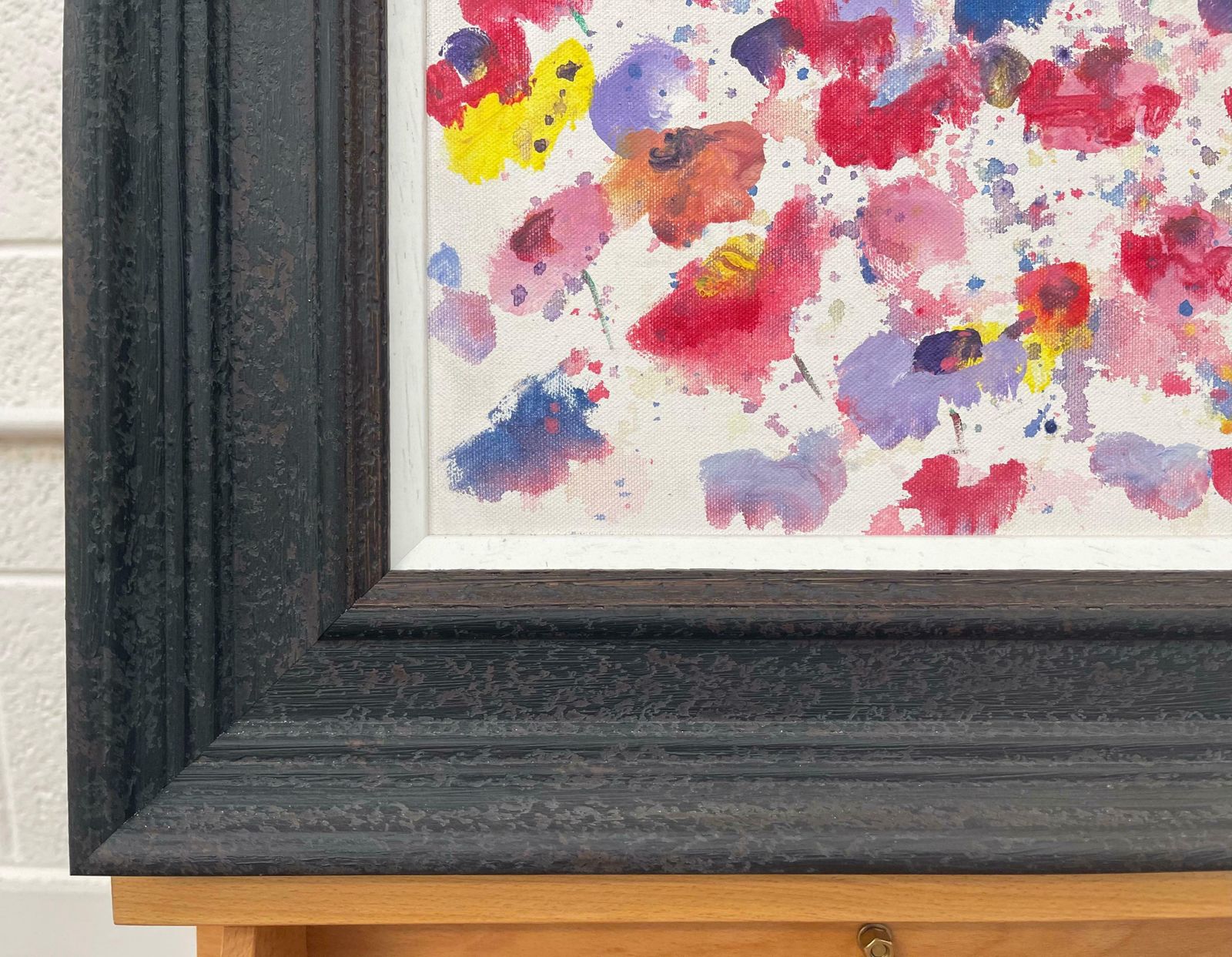 Angela Wakefield Abstract Red Blue Yellow Flower Design On White By British Contemporary Artist 2005 photo vintage