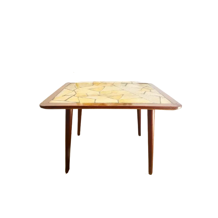 Table d'appoint de style danois, plateau en mosaïque de pierres