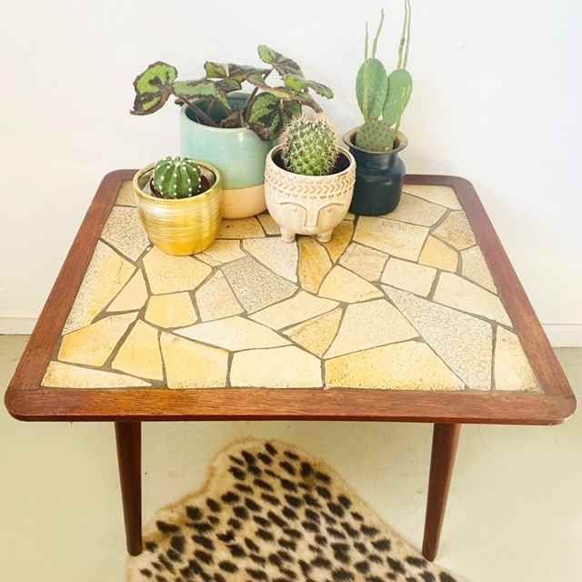 Danish Design Side Table Stone Mosaic photo for sale