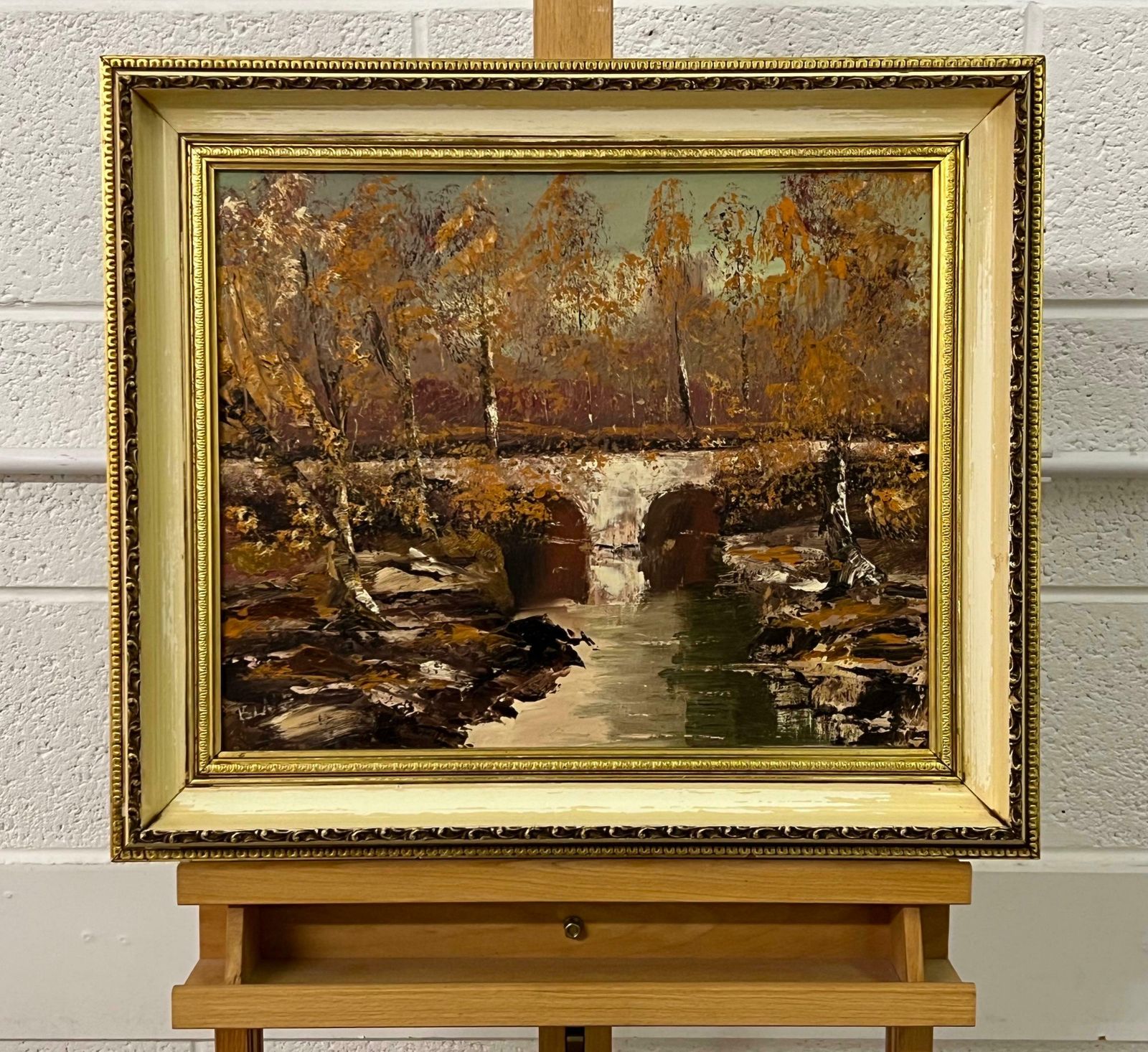 Liam Blake Original Impasto Oil Painting Art Of An Autumnal River Landscape By Irish Artist 1985 Circa photo for sale