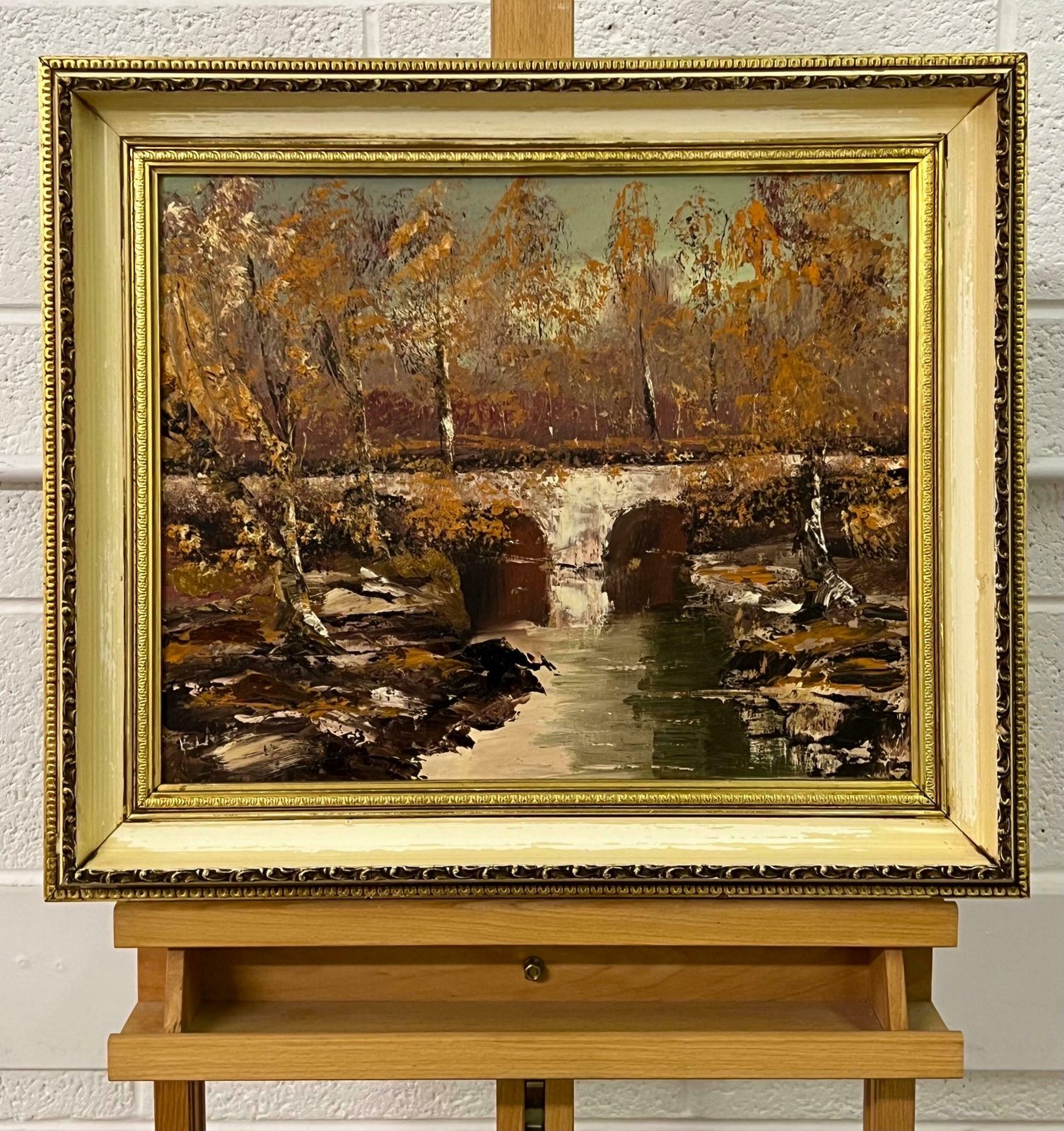 photo vinterior Liam Blake Original Impasto Oil Painting Art Of An Autumnal River Landscape By Irish Artist 1985 Circa