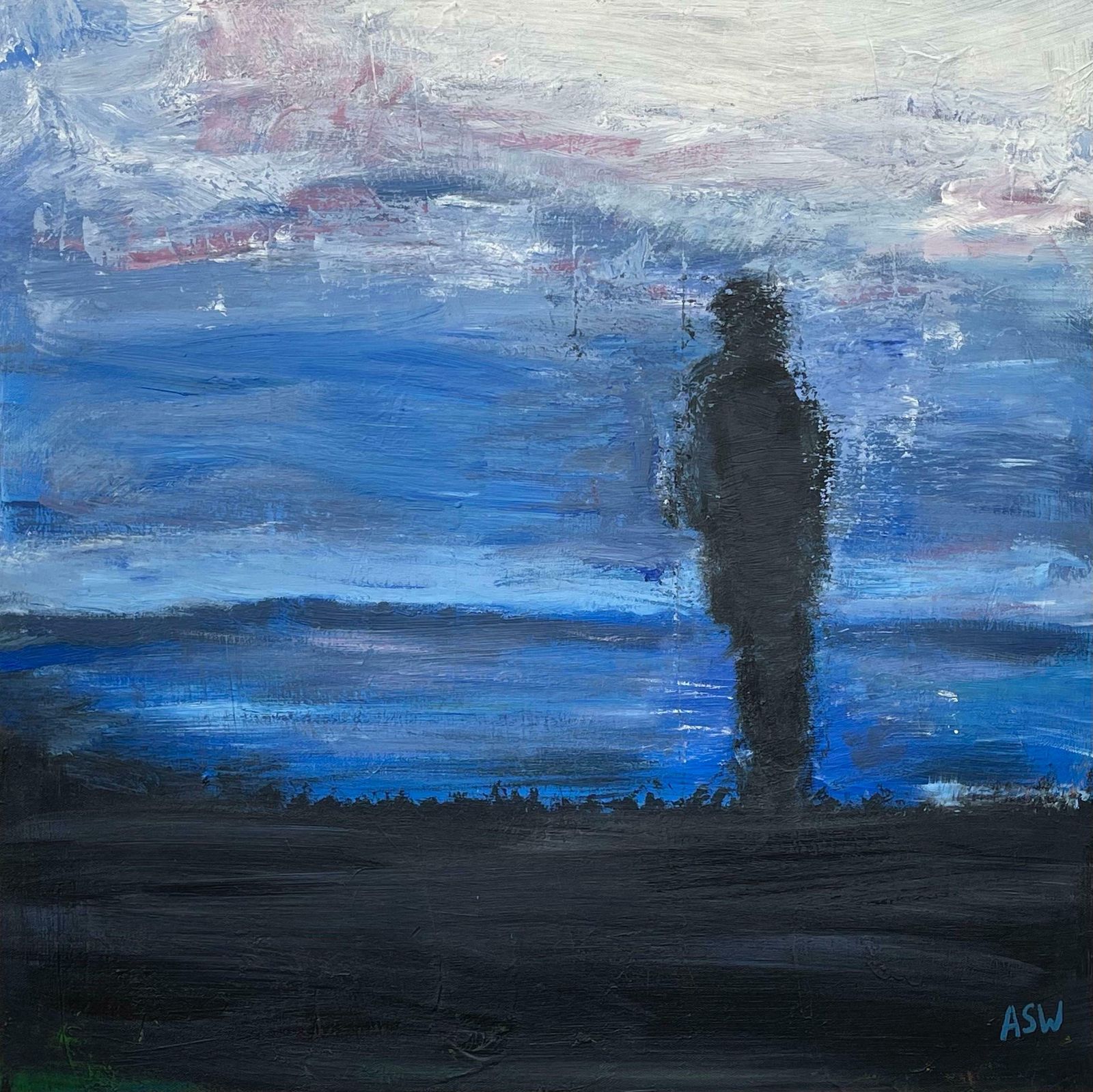 Angela Wakefield Man On The Hill Original Painting "Contemplation" By Contemporary British Artist 2005 photo vinterior
