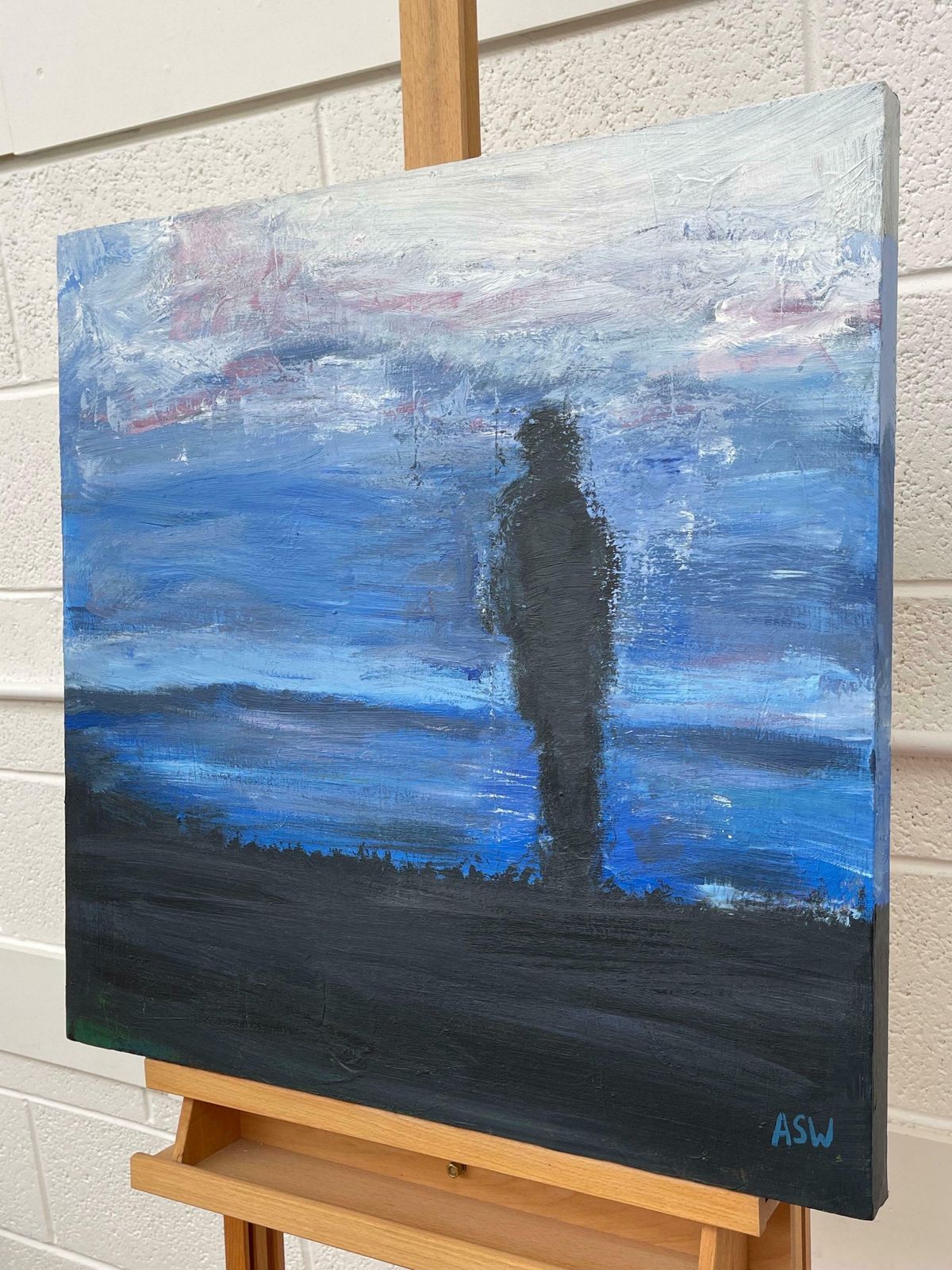 photo for sale Angela Wakefield Man On The Hill Original Painting "Contemplation" By Contemporary British Artist 2005