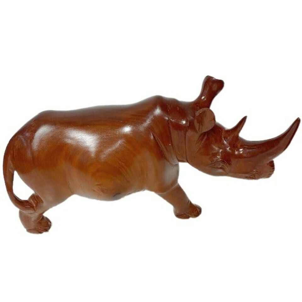 Antique Xl Wooden Rhino Rosewood Vintage photo Art