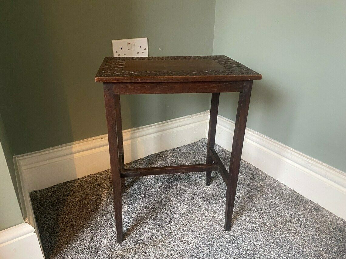 Antique Vintage Carved Top Plant Stand, Side Table, Coffee Table, Occasional Table photo furniture