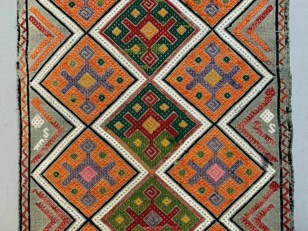 Vintage Turkish Mini Kilim 90x51 Cm Wool Small Kelim Runner, Shabby Chic photo Textiles