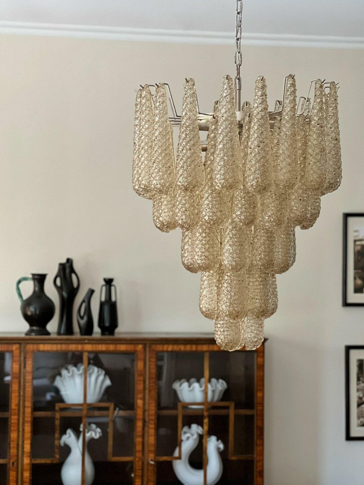 Murano Chandelier 'Drop'. Medium Size. Amber. photo 2793.0