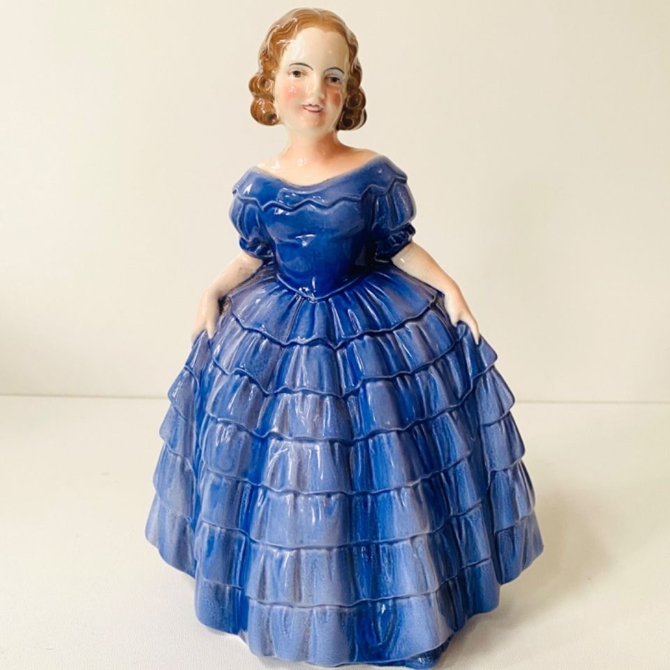 Hertwig & Co Katzhütte Sculpture Woman In Blue Dress Art Deco 1920s photo 56.0