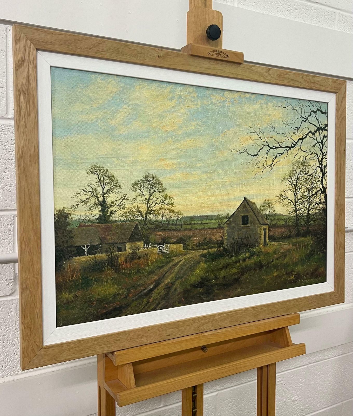 James Wright Old Barn Scene Of A Farm In The English Countryside By British Landscape Artist 1980 Circa photo for sale