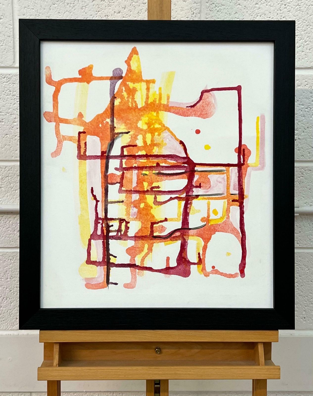 Art Angela Wakefield Early Abstract Painting Red Yellow Orange On White Background By British Artist 2004 photo