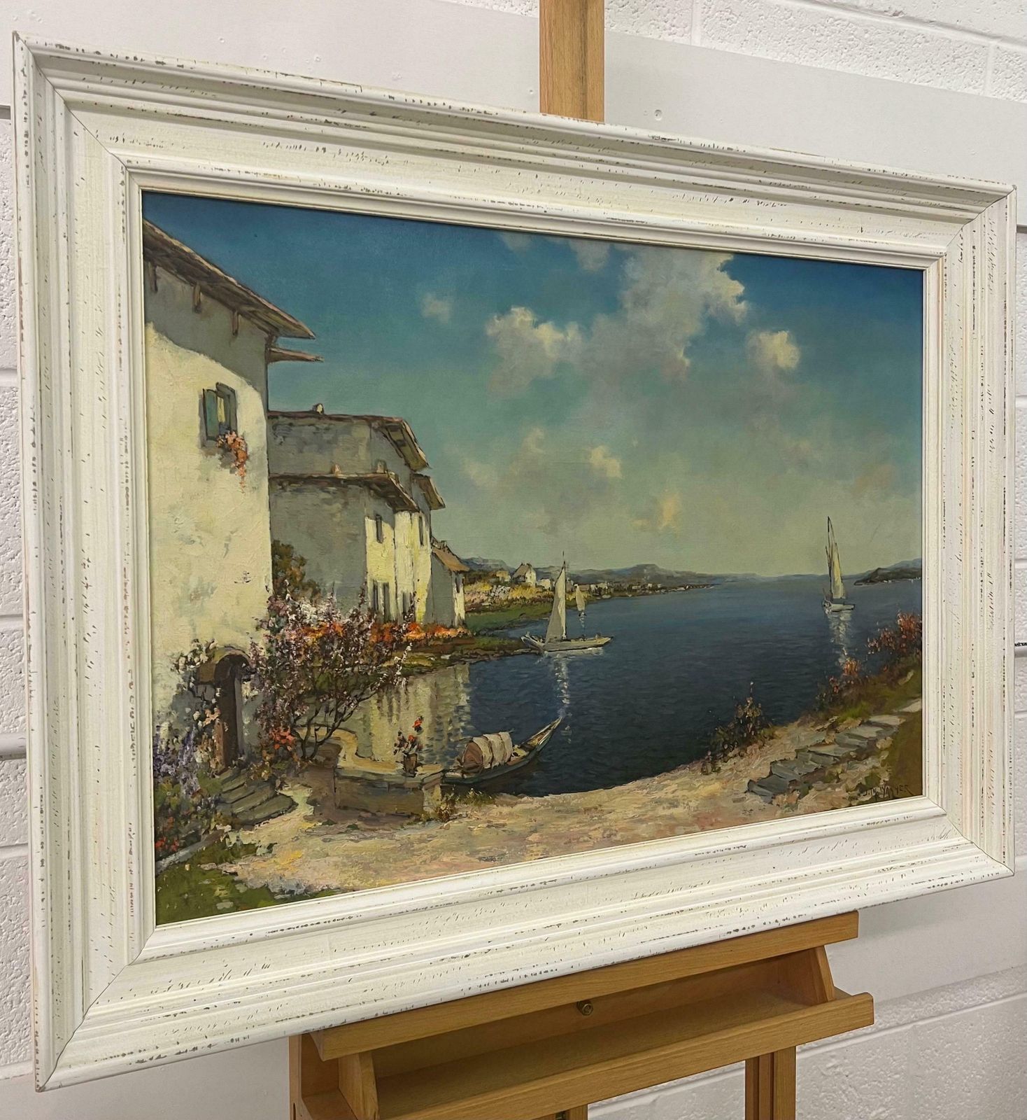 J W Wagner Mediterranean Painting Of Lake Como In Italy By 20th Century American Artist 1955 Circa photo furniture