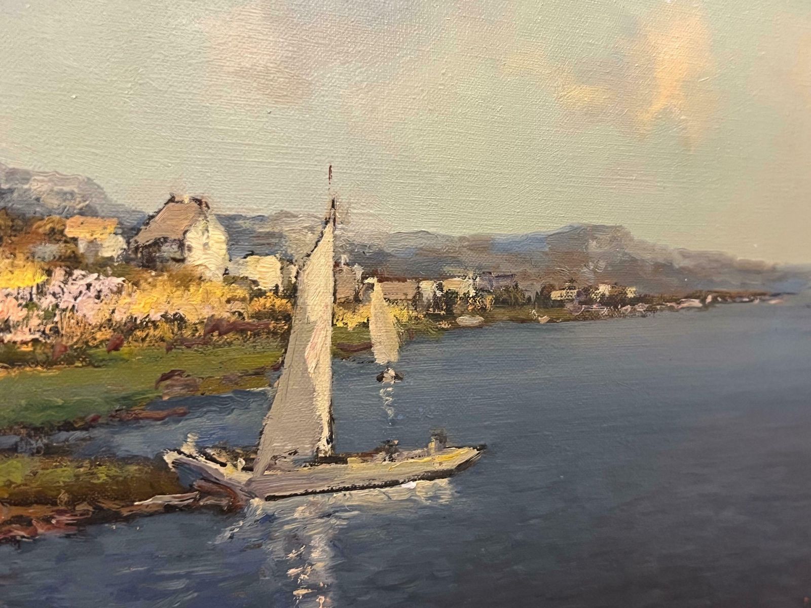 photo vinterior J W Wagner Mediterranean Painting Of Lake Como In Italy By 20th Century American Artist 1955 Circa