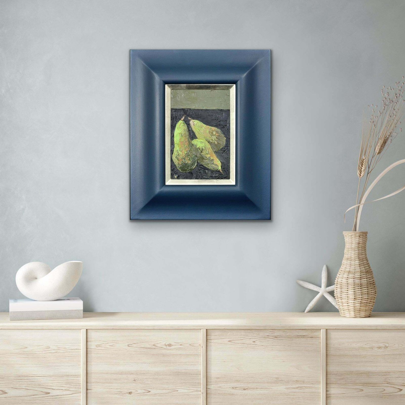 Gwilym Prichard 1931 To 2015 Welsh. Three Pears. Still Life Fruit Impasto. Oil On Canvas Board. Framed. photo vintage
