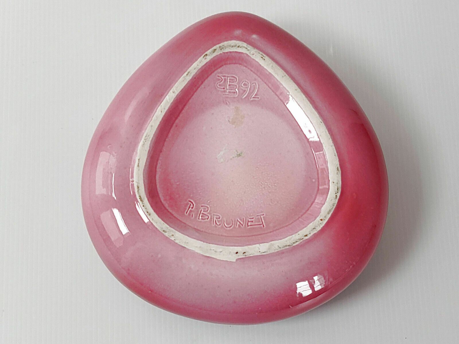 Superb Vintage Pebble Ceramic Vase Mauve & Pink Signed P. Brunet 92 photo 82.0
