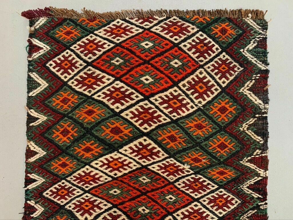 Vintage Turkish Mini Kilim 97x59 Cm Wool Small Kelim Runner, Shabby Chic photo for sale