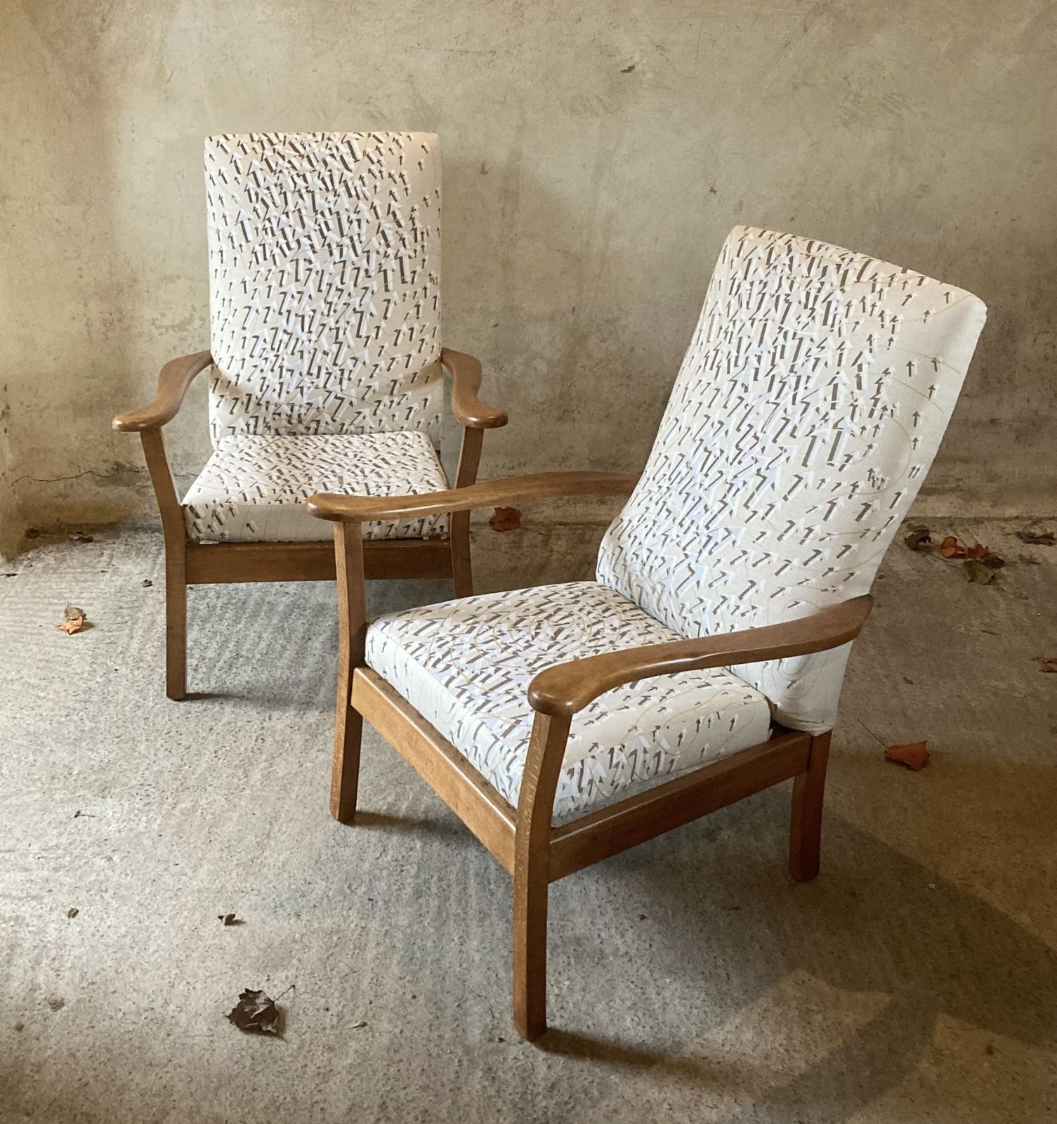 A Pair Of Mid Century Chairs In Timorous Beasties Fabric photo furniture