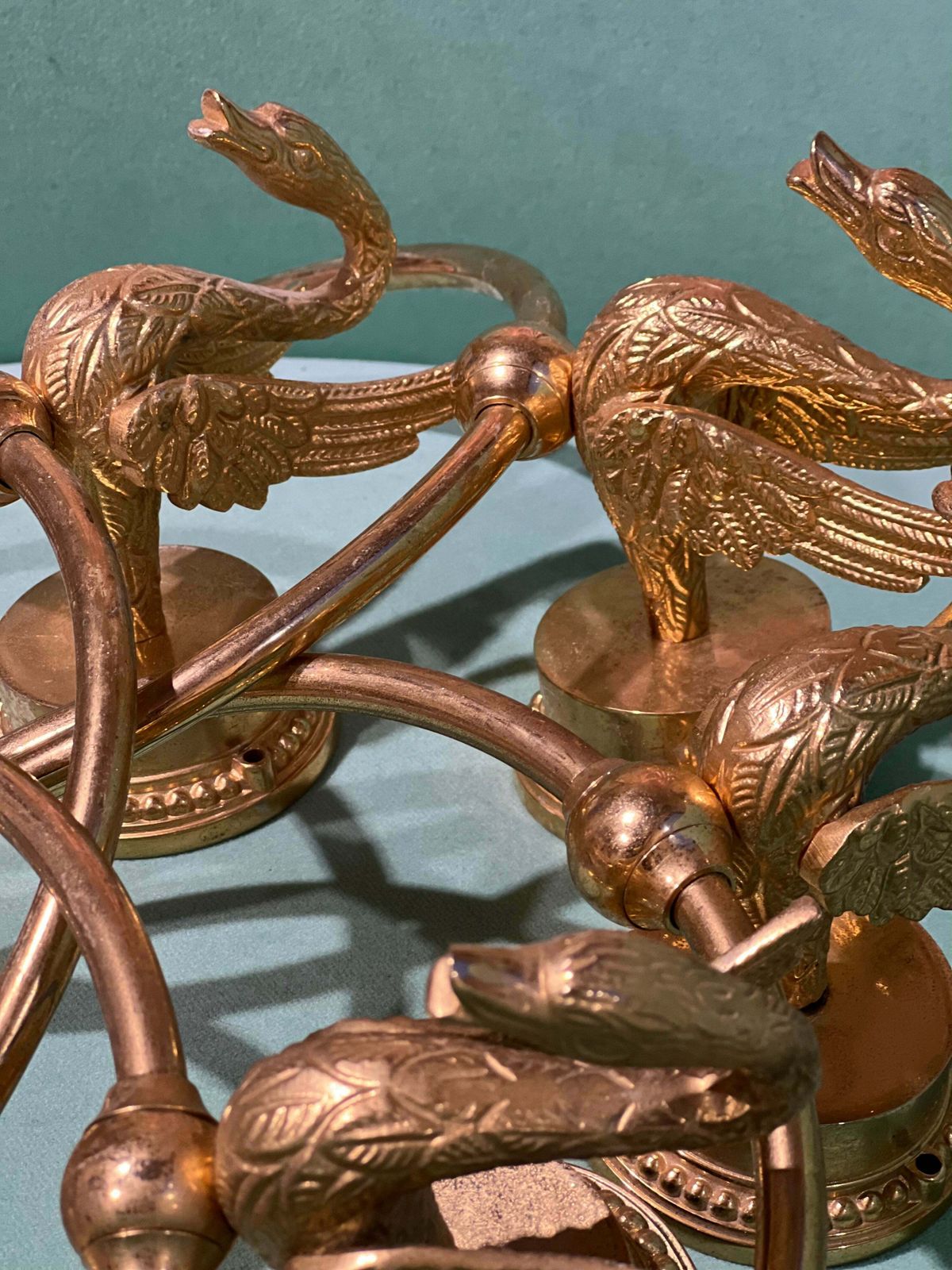 Italian Gold Plated Swan Towel Holder C.1970 photo buy