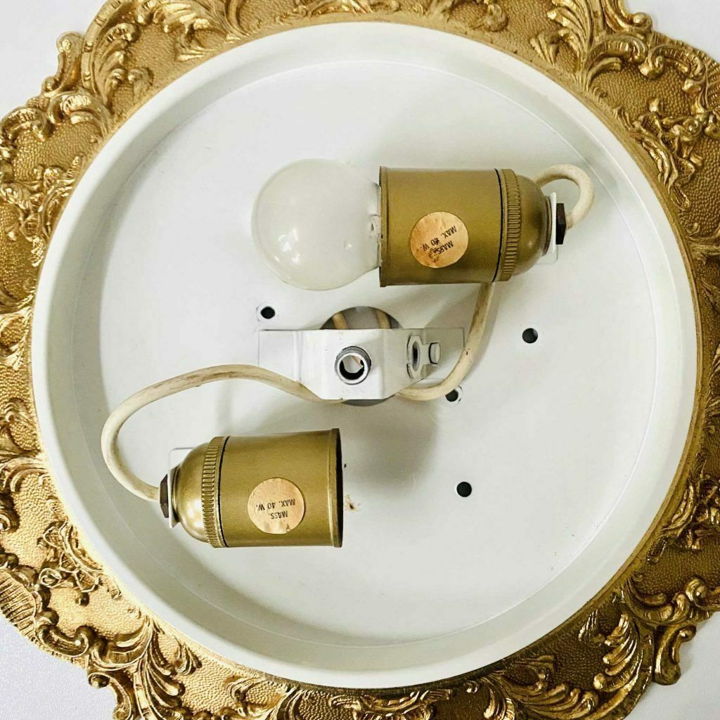 Baroque Ceiling Lamp Brass Facet Cut Glass Ceiling Lamp French Lily photo for sale