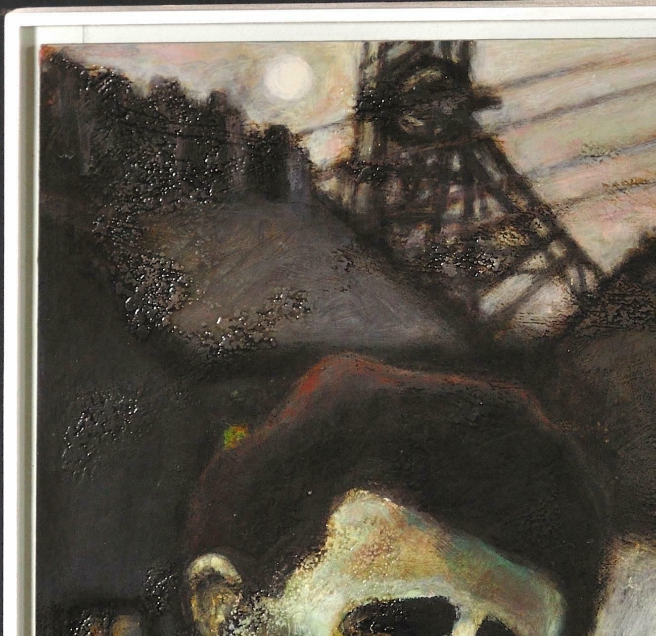 Peter Ross B.1941. The Young Richard Burton And His Father. Pontrhydyfen. Neath Port Talbot. Wales. Welsh Coal Mining. Framed Oil Painting. photo 2595.0
