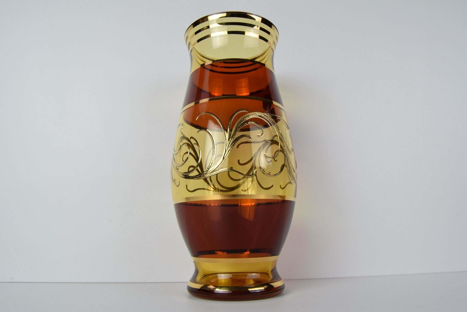 Egermann Czech Crystal Vase Bohemia Hand Painted, Gilded, Circa 1980s. photo furniture