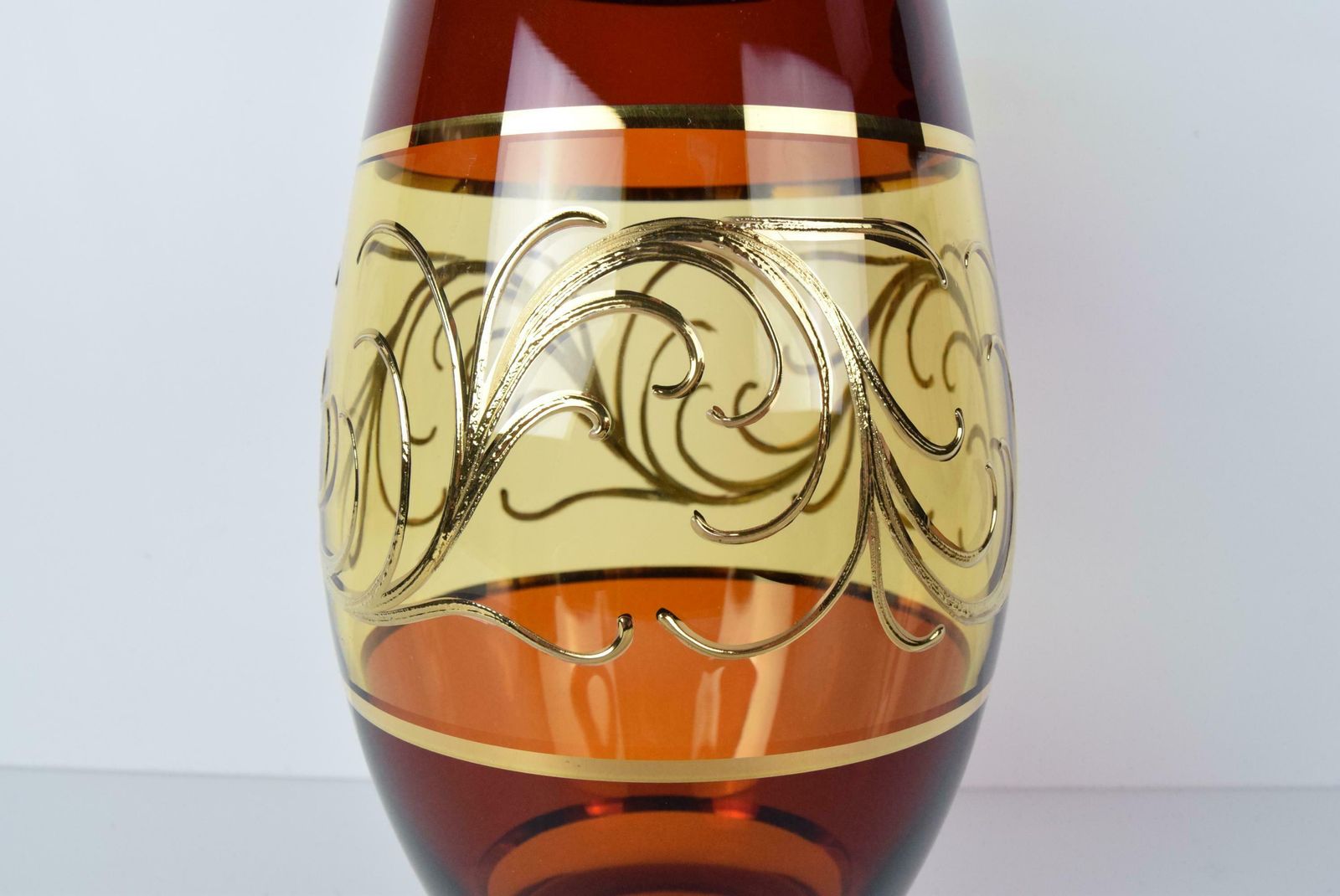 Egermann Czech Crystal Vase Bohemia Hand Painted, Gilded, Circa 1980s. photo vintage