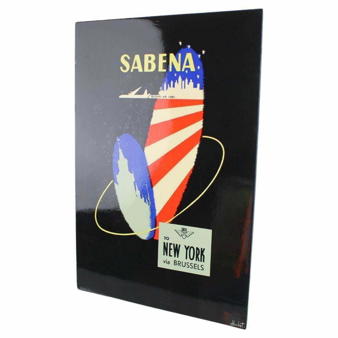 H. Hohet, Original Vintage Sabena Travel Picture New York To Brussels Belgium By