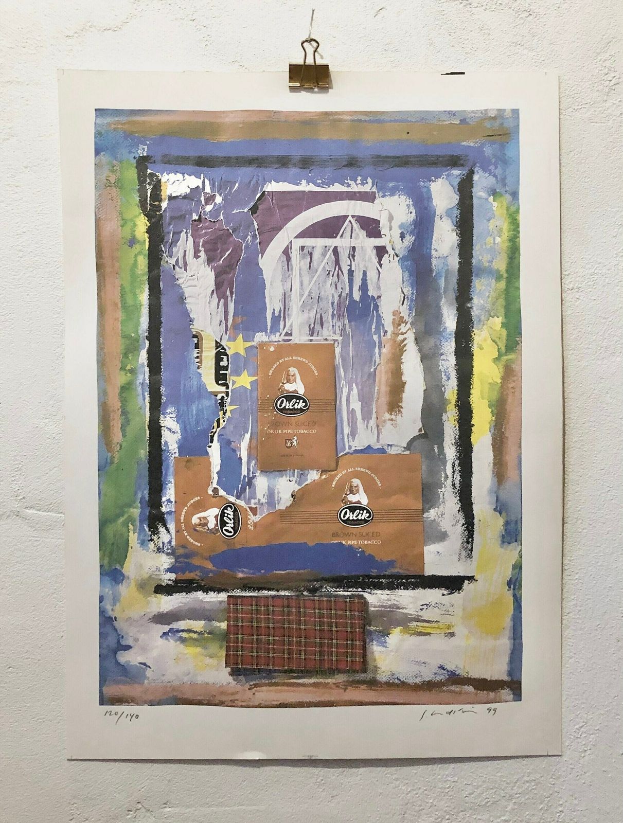 Original Danish Abstract Vintage Signed Print From 1999 By Steen Lundstrøm (B.1945) photo for sale