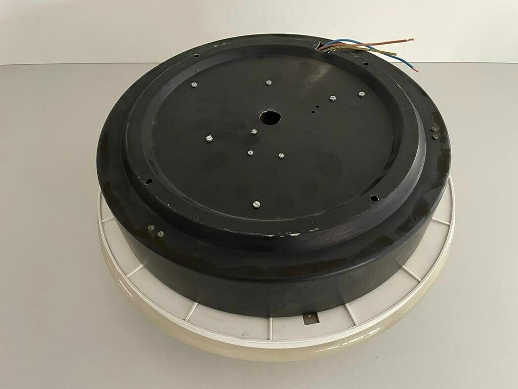 Italian Black White Metal Body And Plexiglass Mushroom Flush Mount Ceiling Light, 1960s, Italy photo buy