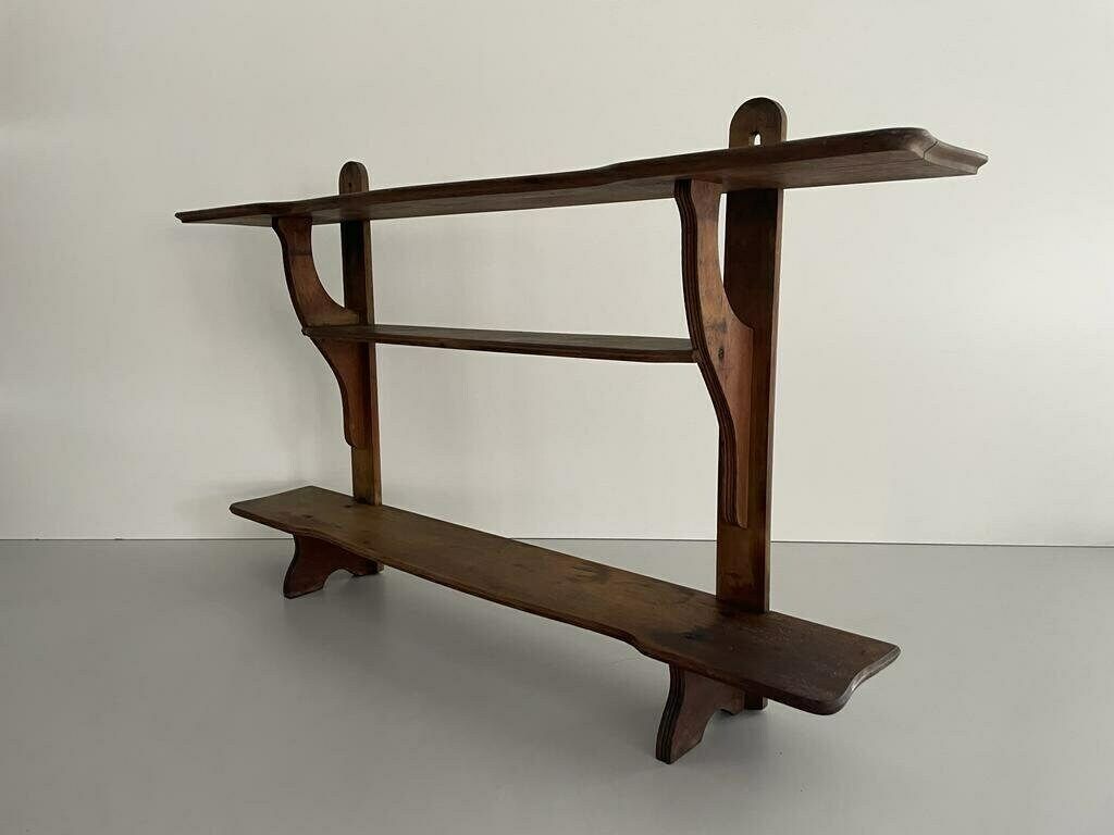 Italian Art Deco 3 Layered Wood Wall Mounted Shelf, 1940s, Italy photo for sale