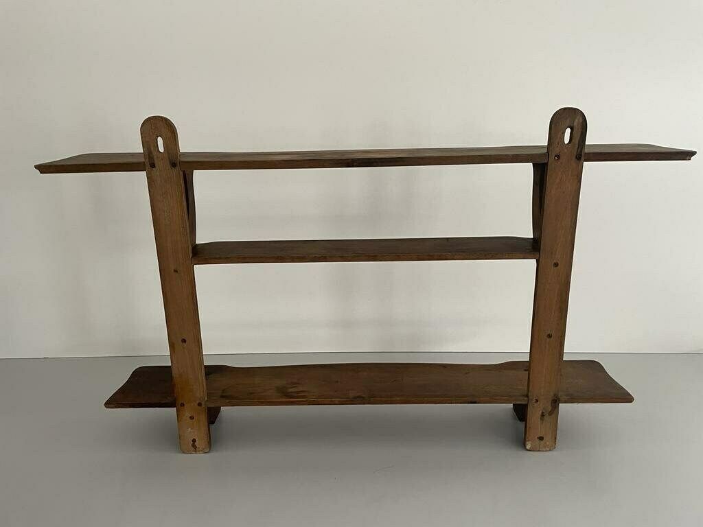 Italian Art Deco 3 Layered Wood Wall Mounted Shelf, 1940s, Italy photo vinterior