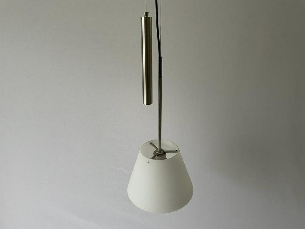 Glass Shade And Metallic Gray Body Adjustable Counterweight Pendant Lamp, 1970s, Germany photo buy